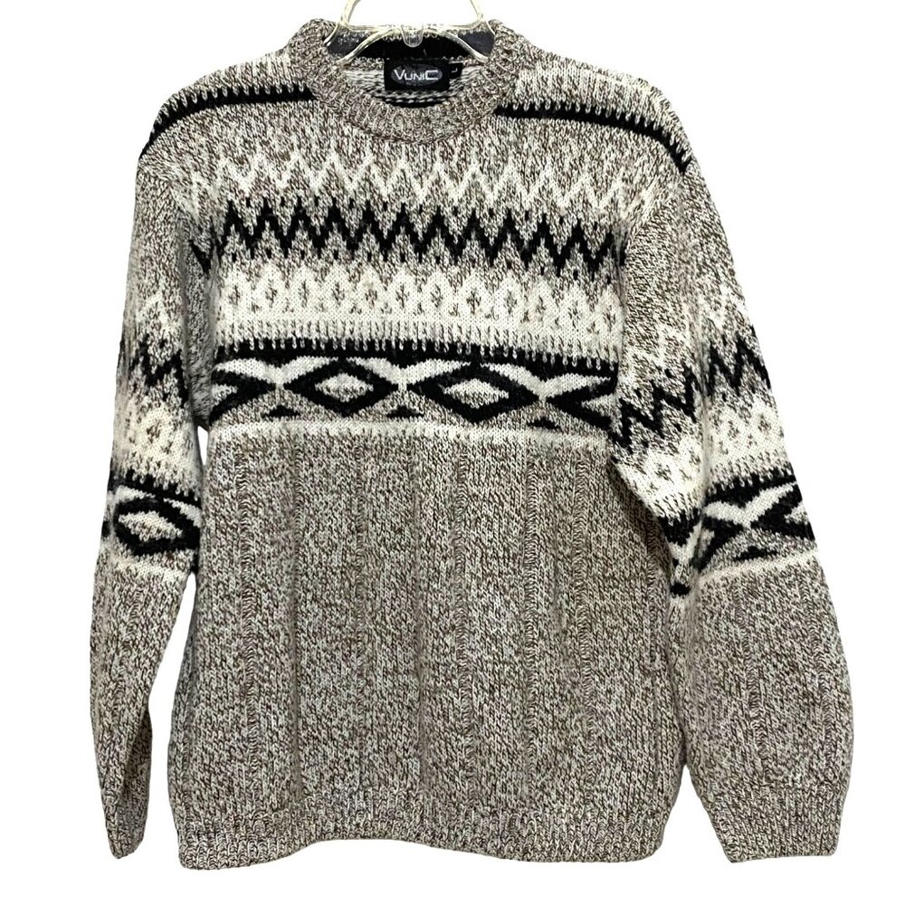 Vtg 80s Vunic Italy Pullover Sweater Womens L Outdoors Skiing Wool Preppy Winter